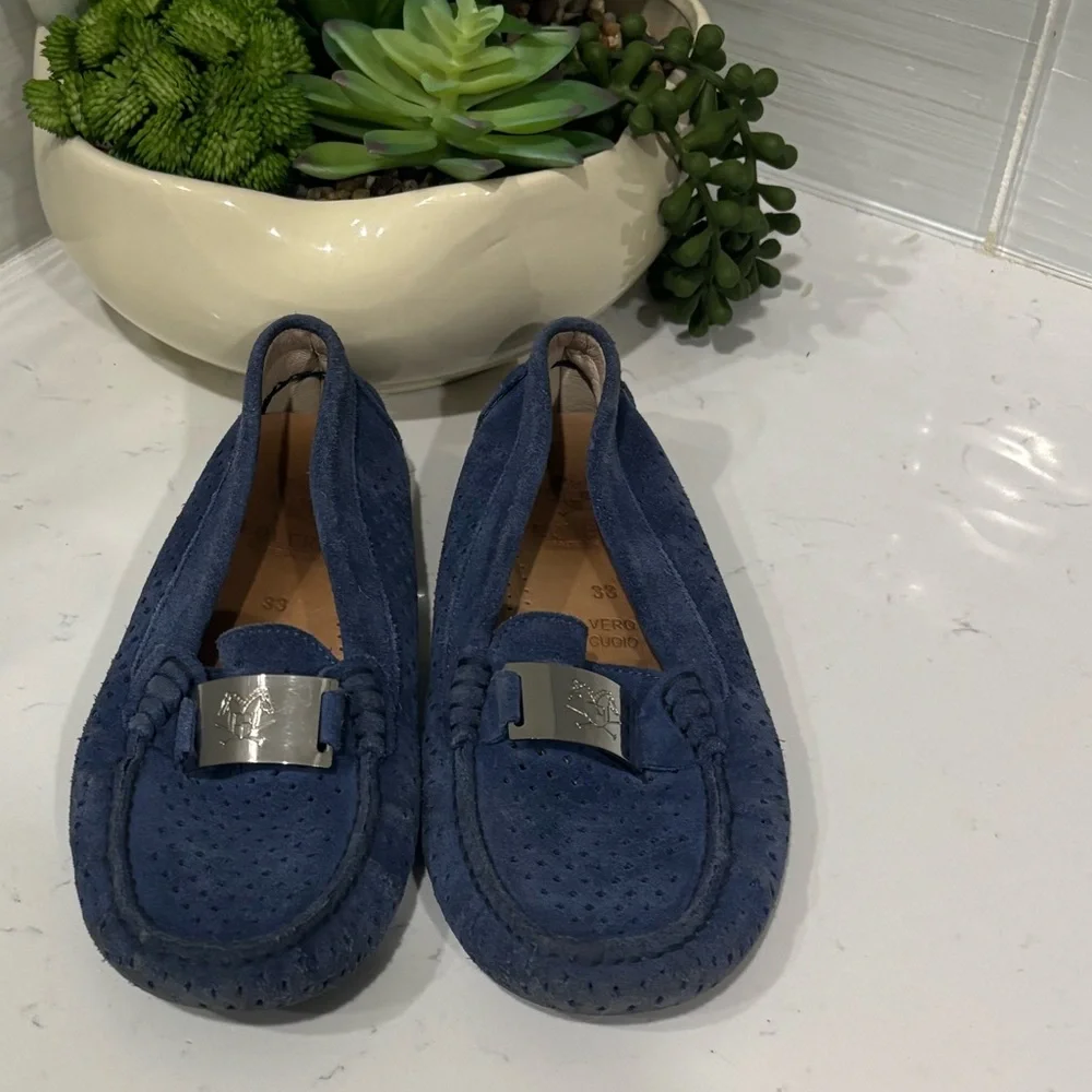 Equerry Kids Navy Moccasins Italian Made Size 33 (US 1.5Y)